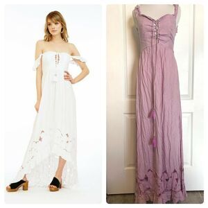 $172 SALT + GRACE Mia Maxi Dress Crepe Boho Beach Tiare Hawaii NEW Lavender OS